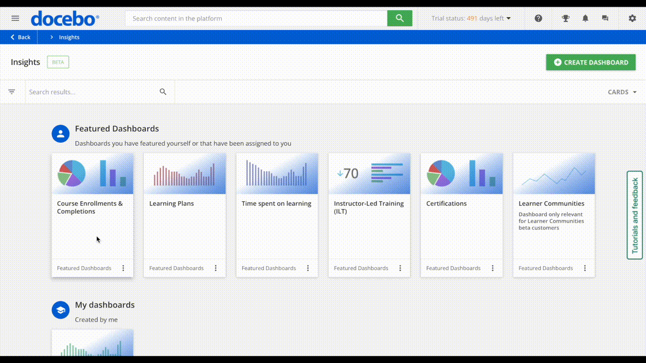 Pre-built dashboards for faster time-to-value on Docebo