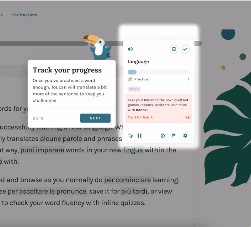 Toucan’s usage-based translation.