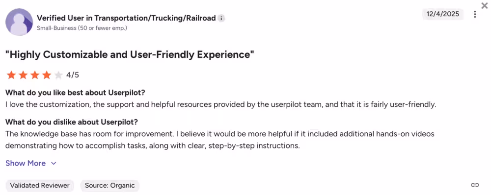 A G2 user review in transportation