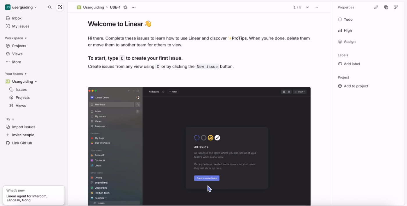 An example task from the checklist.