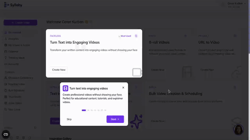 Syllaby.io’s product tour.