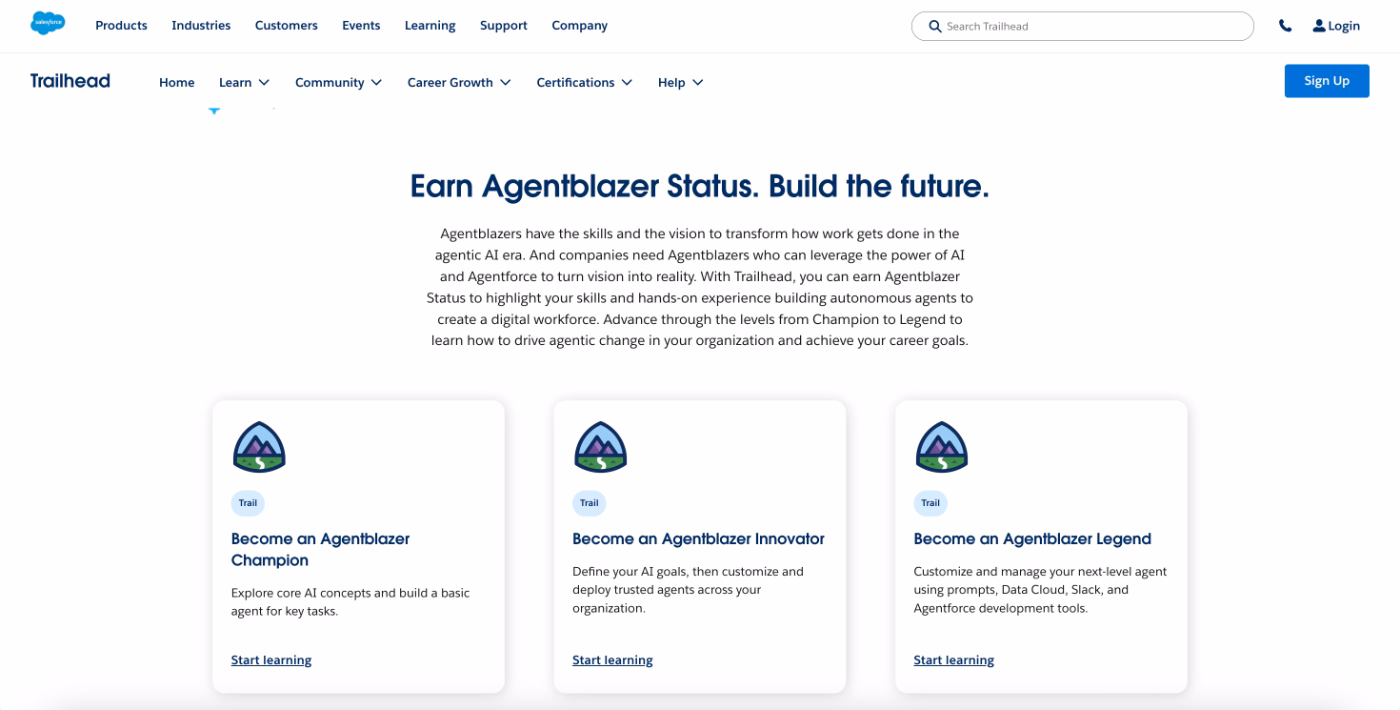 Salesforce Trailhead trails.