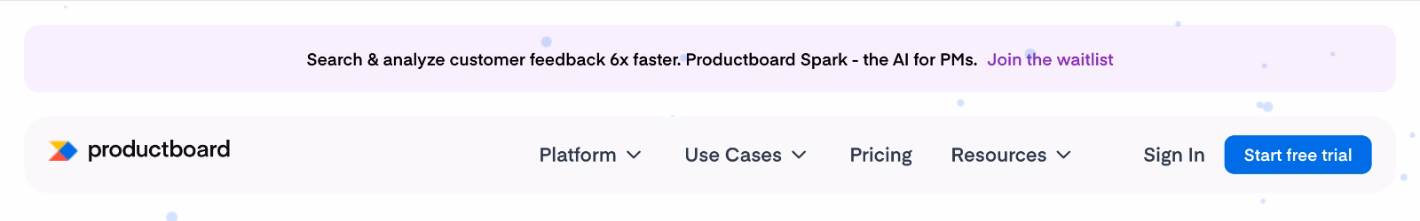 Productboard’s beta waitlist banner.