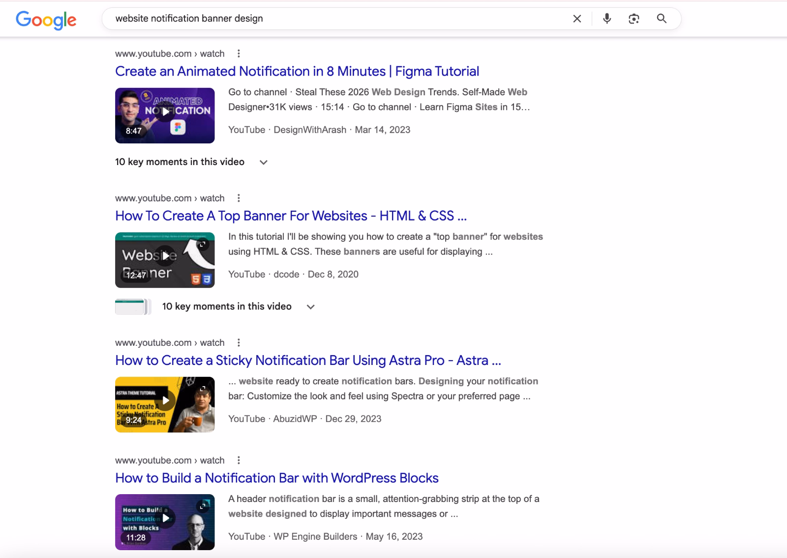 Notification banner design videos.