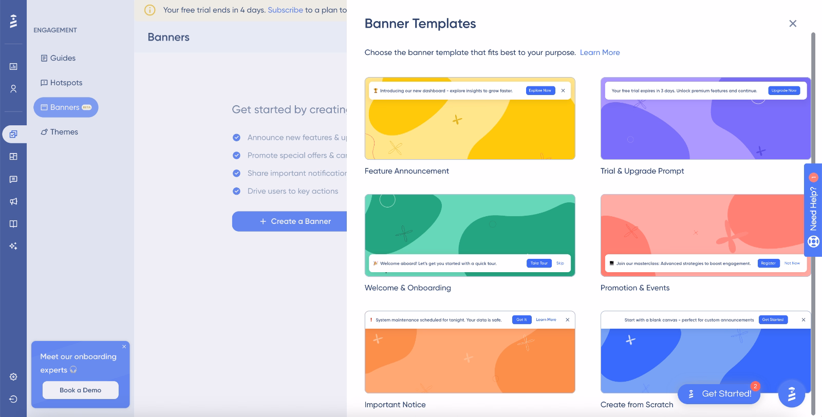 UserGuiding’s banner templates.