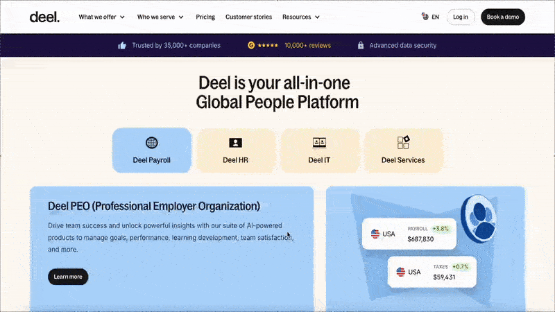 Deel’s undismissable sticky banner.