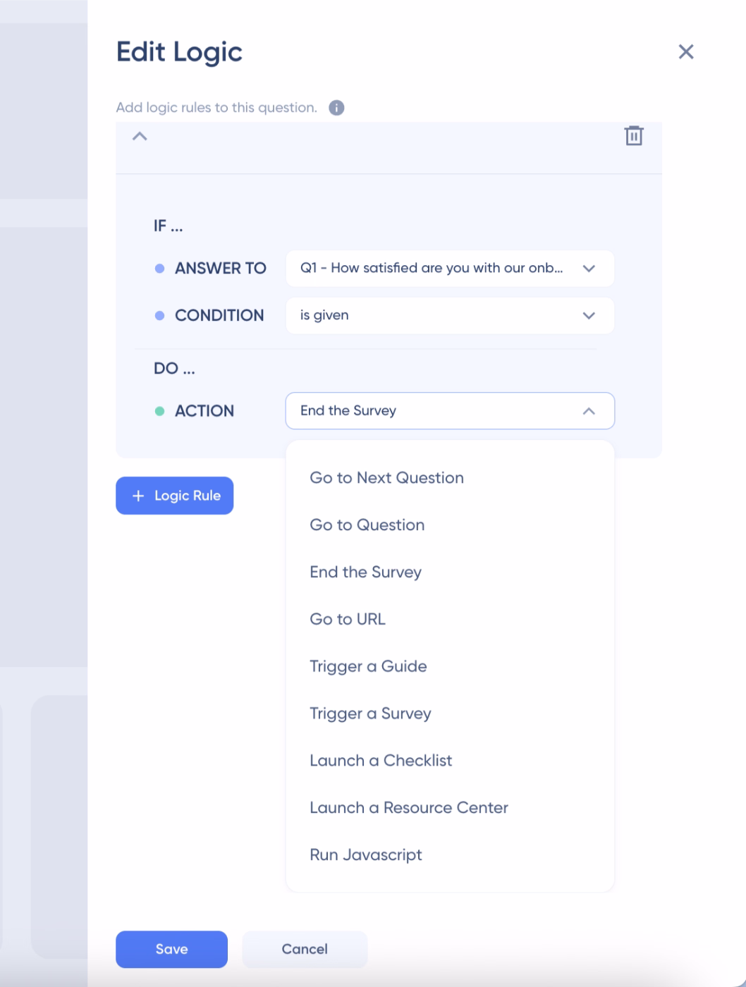 UserGuiding survey logic.