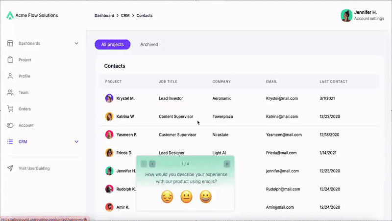 An example survey created with UserGuiding.