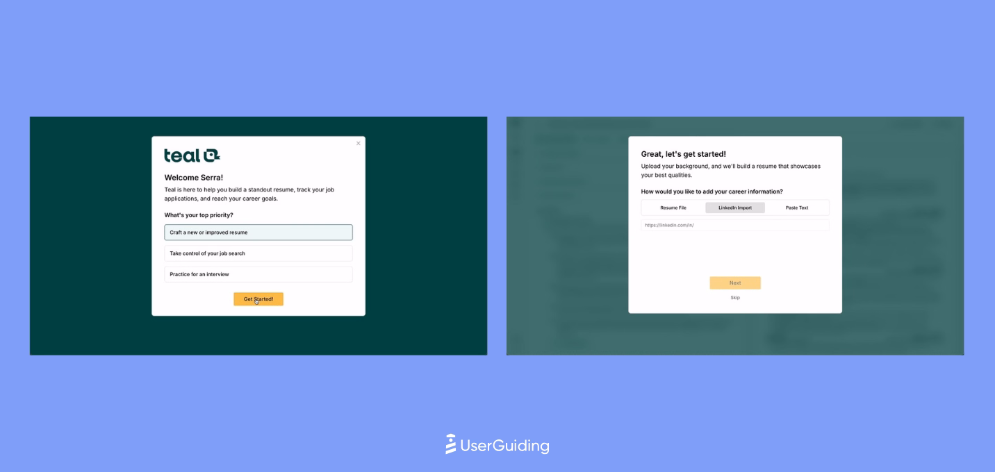 teal's sign-up flow.