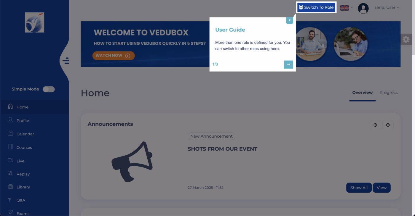 An example tooltip from Vedubox's onboarding flow. 