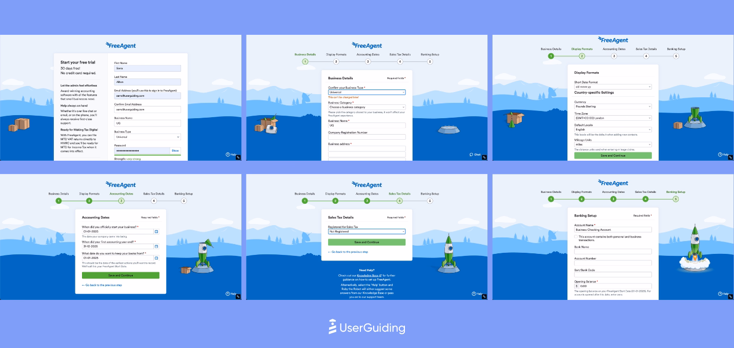 FreeAgent's sign up flow.