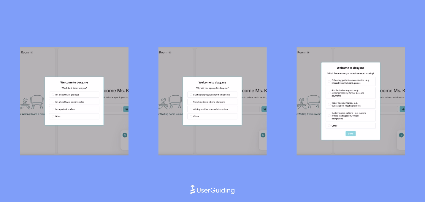 Doxy.me's sign up flow.