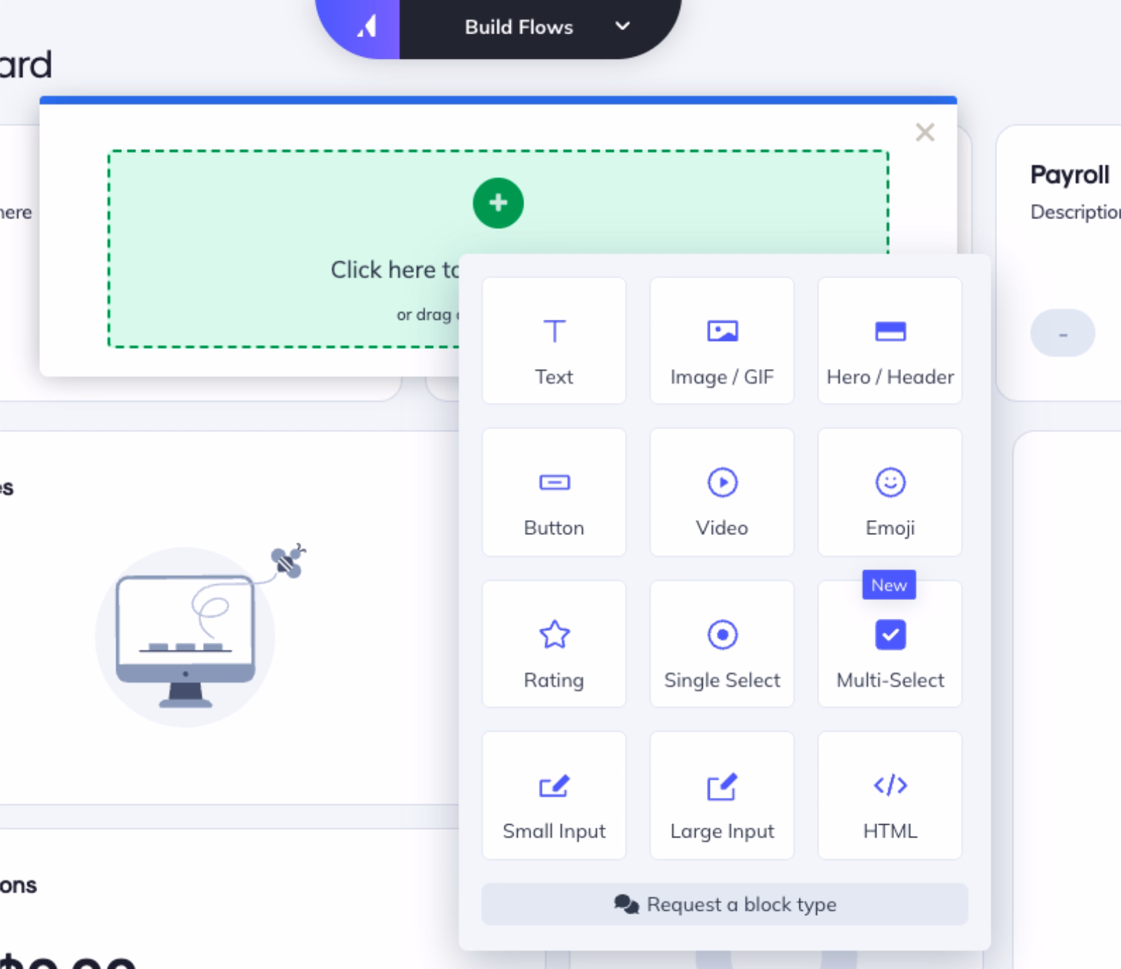 Appcues flow builder blocks.