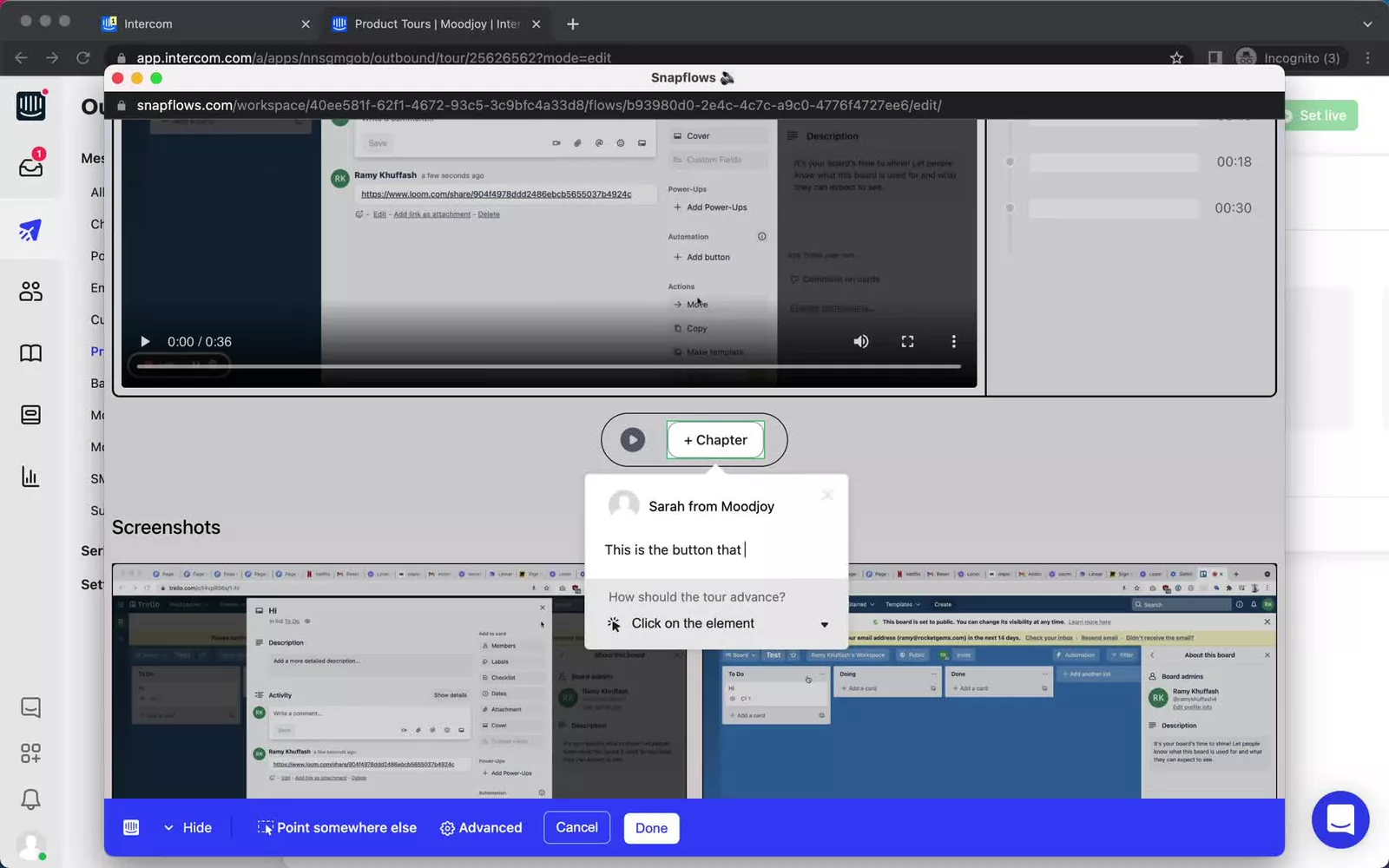 Intercom product tours.