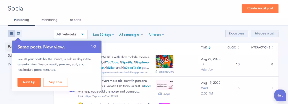 Tooltip for feature adoption in HubSpot