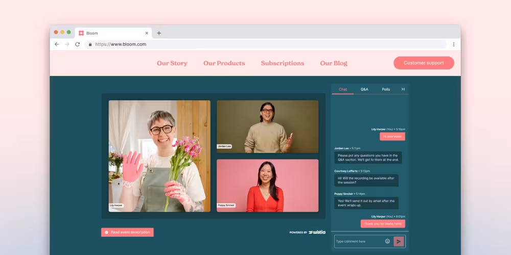 Embeddable webinars in Wistia
