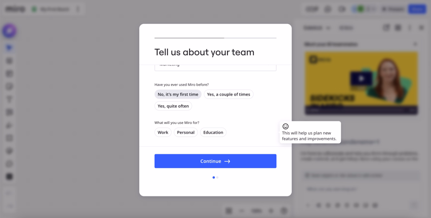 [Miro’s onboarding personalization survey