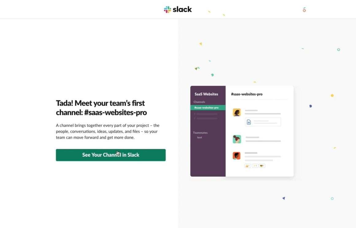 exemplo de mensagem in-app do slack