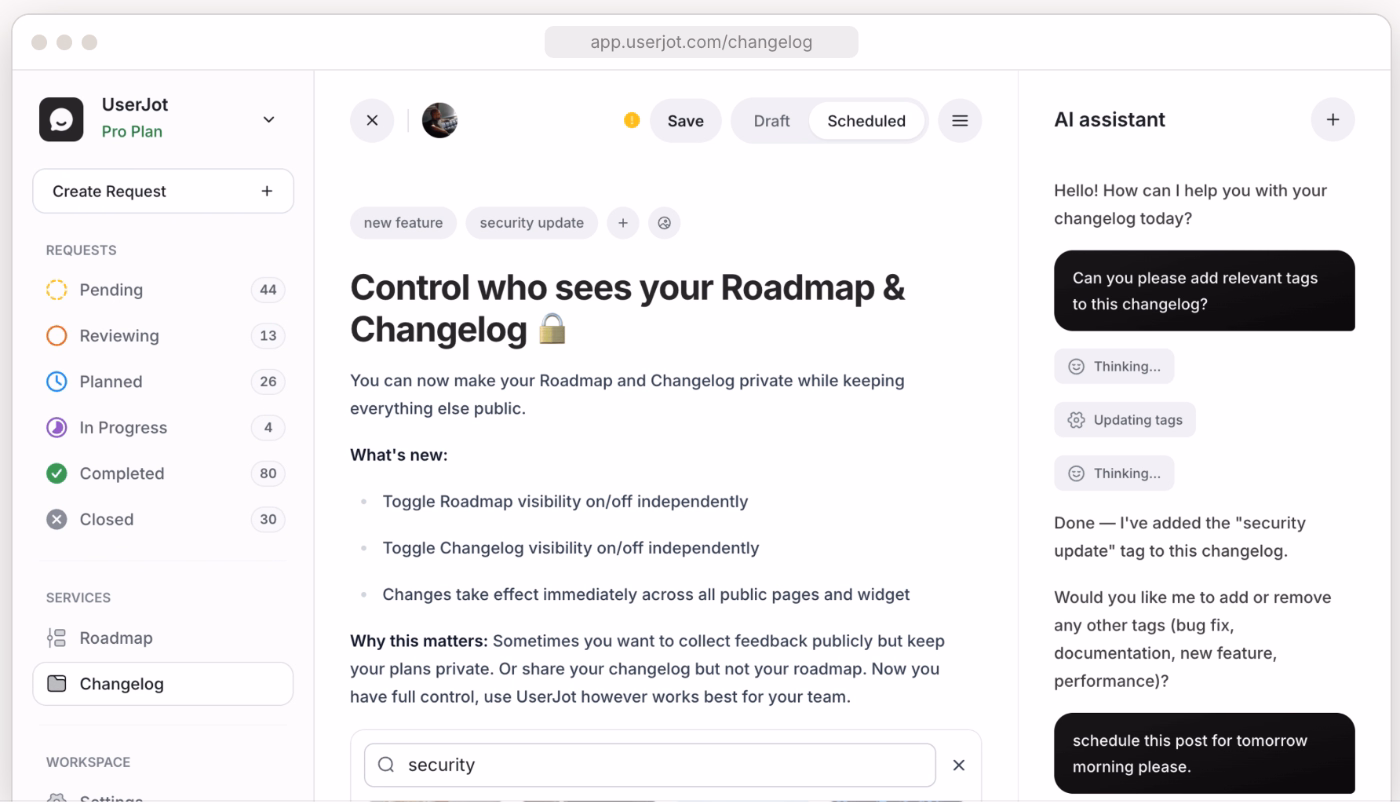 UserJot home page.