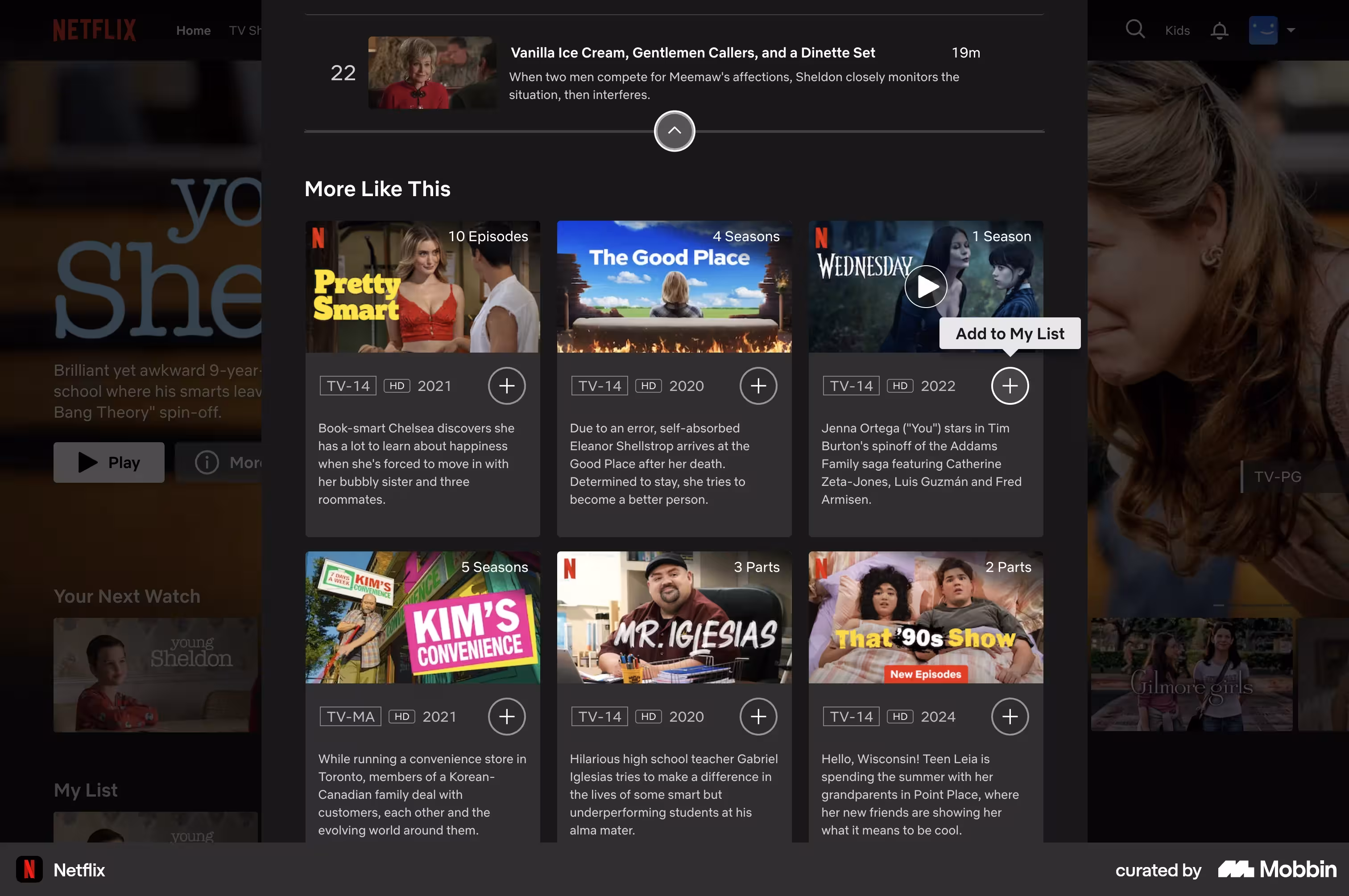 Tooltip example for Netflix’s “Watchlist” feature.