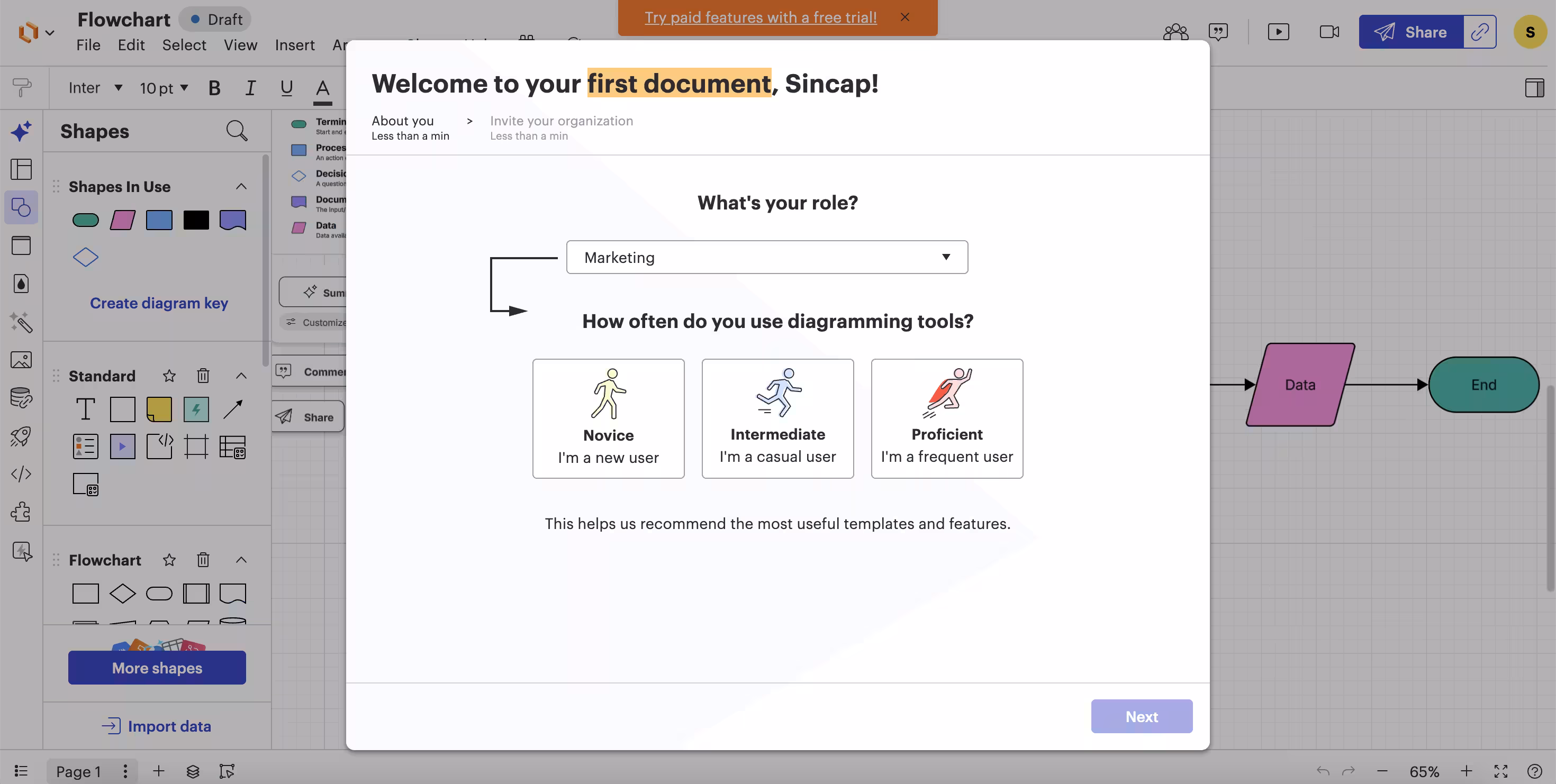 Flowchart’s user segmentation survey.