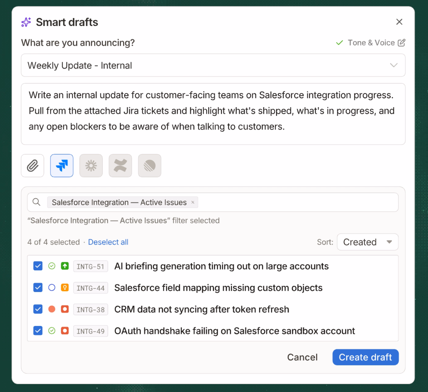 LaunchNotes Smart Drafts.