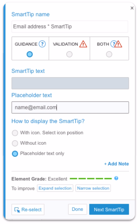 WalkMe SmartTips editor.