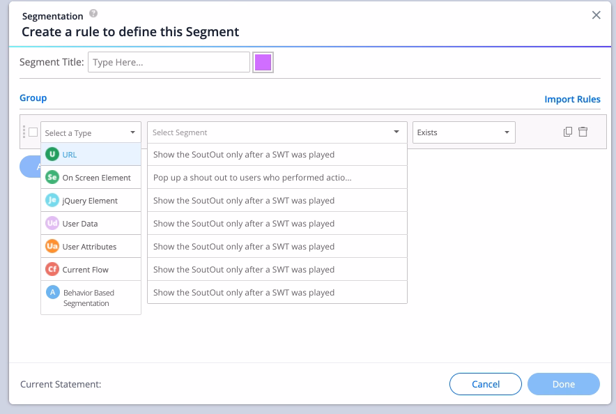 WalkMe behavior-based segmentation.