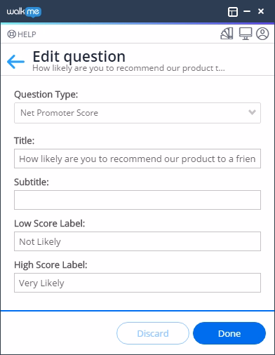 WalkMe NPS survey editor.