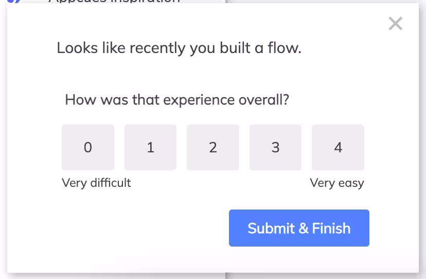 Feedback survey example in Appcues