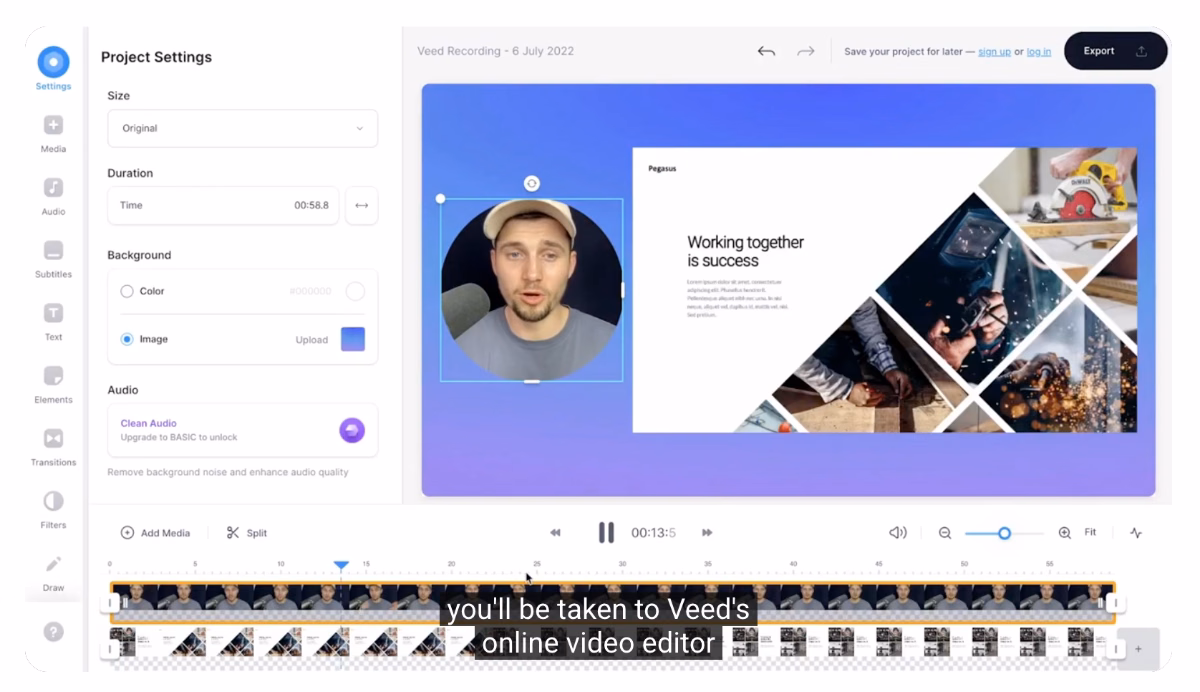 VEED video editor.