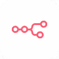 n8n logo with three connected pink circles forming a branching structure on white background.