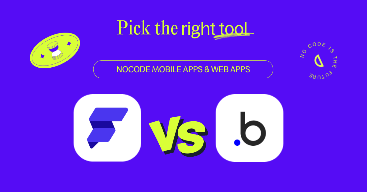 Comparatif FlutterFlow vs Bubble : les logos des deux plateformes no-code face à face.