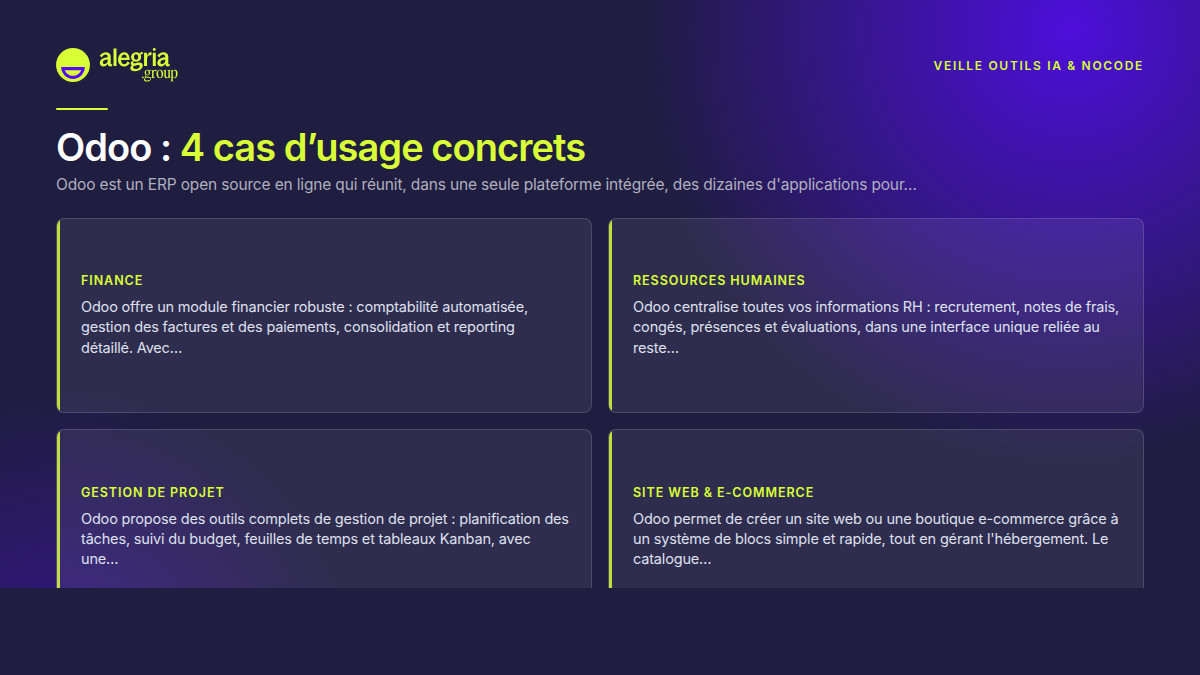 Odoo : l'ERP open source tout-en-un, désormais boosté par l'IA.
