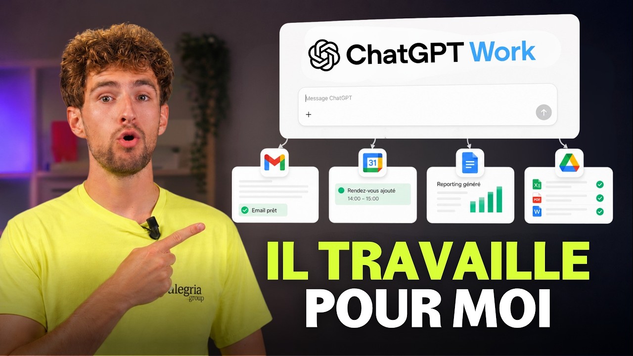 Miniature de la vidéo YouTube : ChatGPT Work : le tutoriel complet pour déléguer ton travail à l'IA (guide débutant)