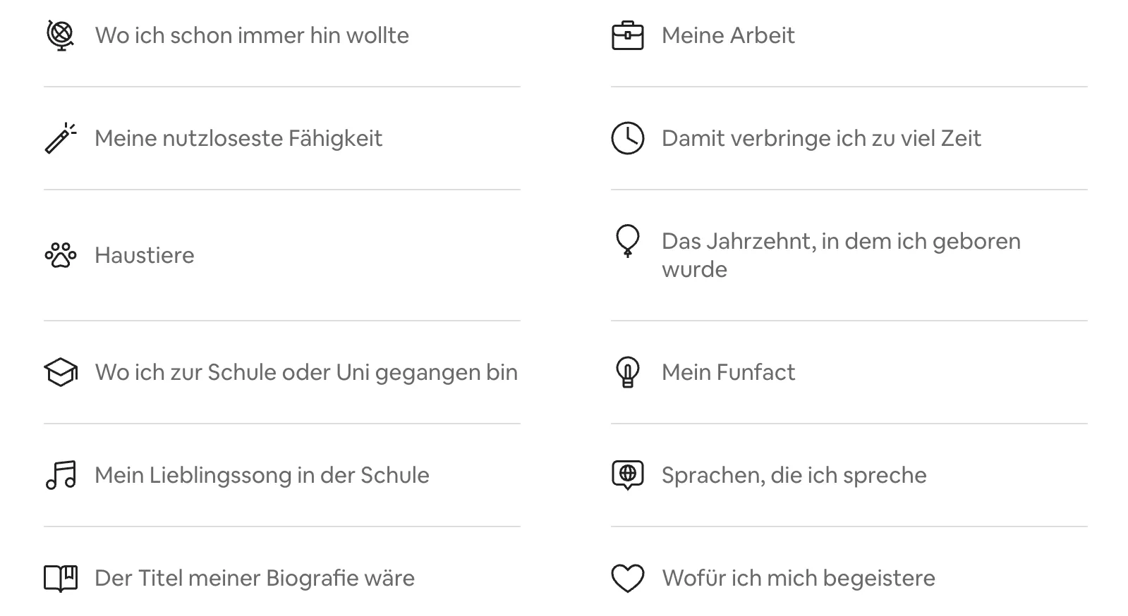 Persönliche Angaben im Airbnb-Profil