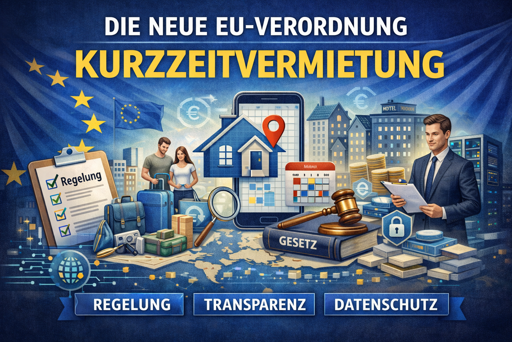 Illustration der neuen EU-Verordnung für die Kurzzeitvermietung in Deutschland