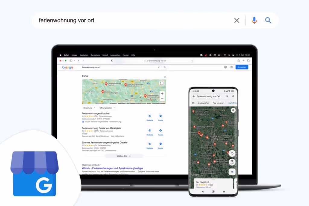 Visualisierung Unternehmensprofile Auflistung bei Google