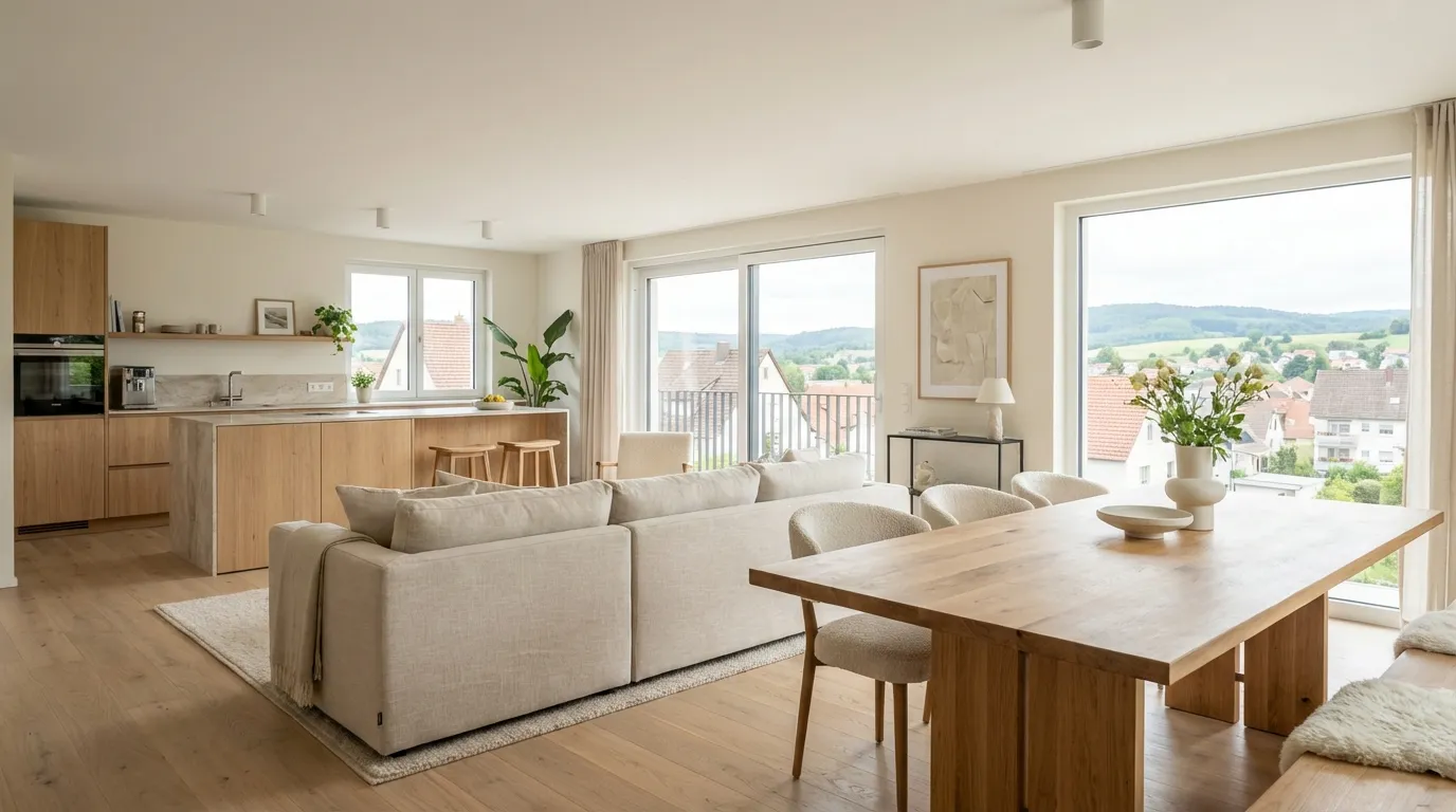 zeigt moderne Ferienwohnung mit hohen Qualitätsstandards