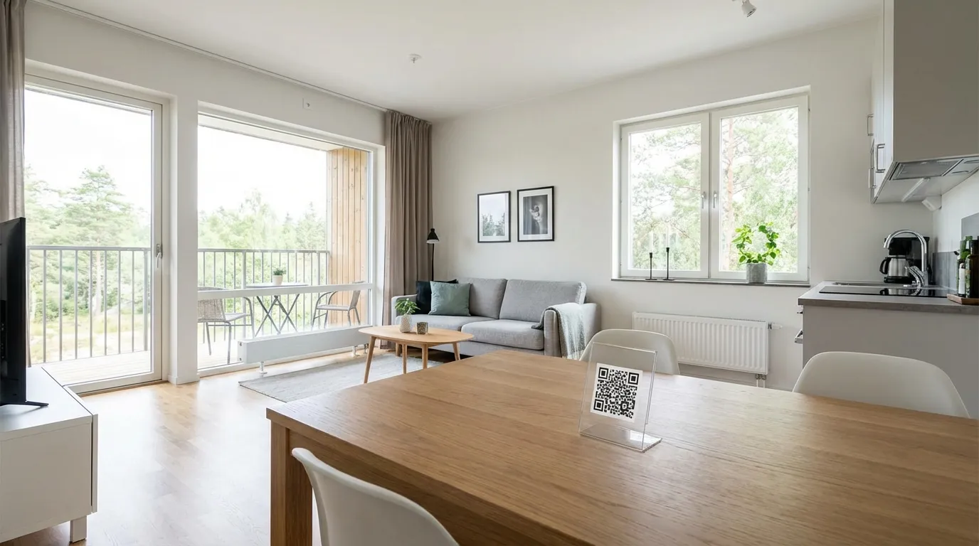 QR-Code Aufsteller in Ferienwohnung