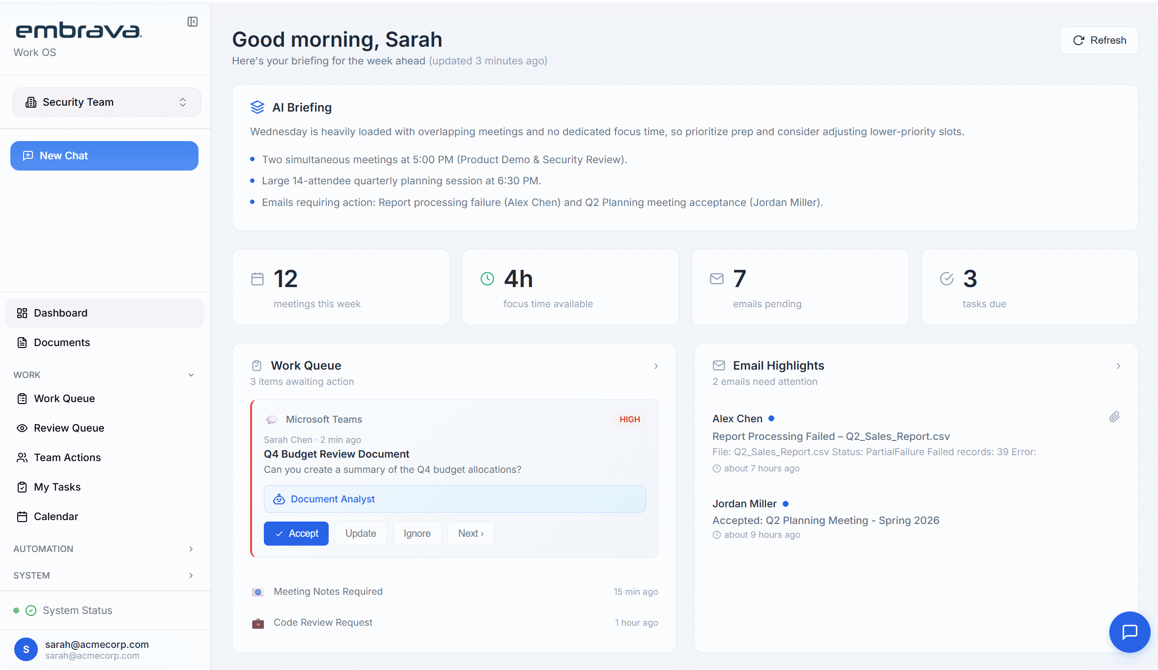 Embrava WorkOS Interface - Private Enterprise AI