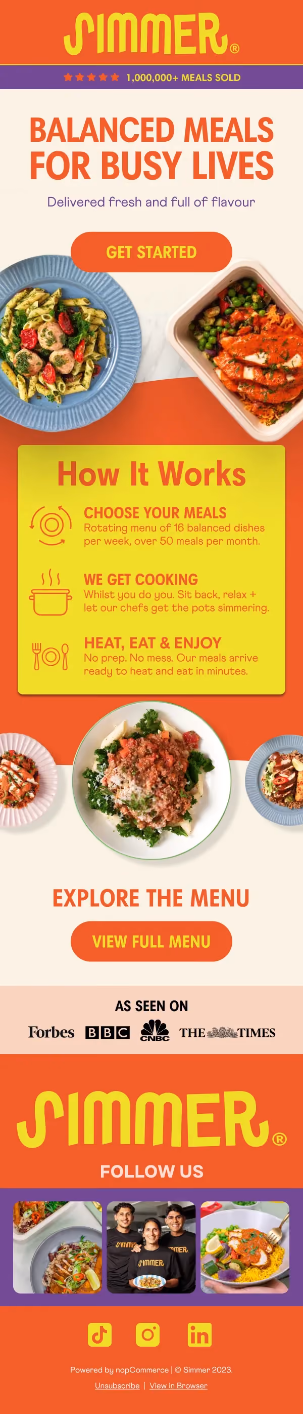 Simmer Eats email design by Sunlo Consulting