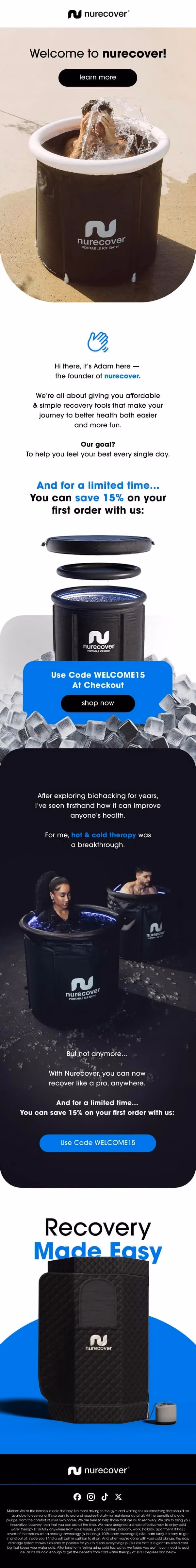 NuRecover email redesign by Sunlo Consulting