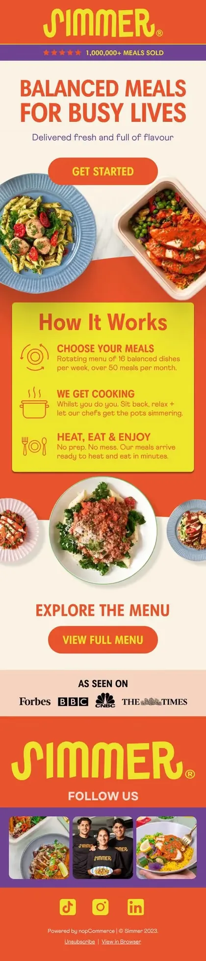 Simmer Eats email design by Sunlo Consulting