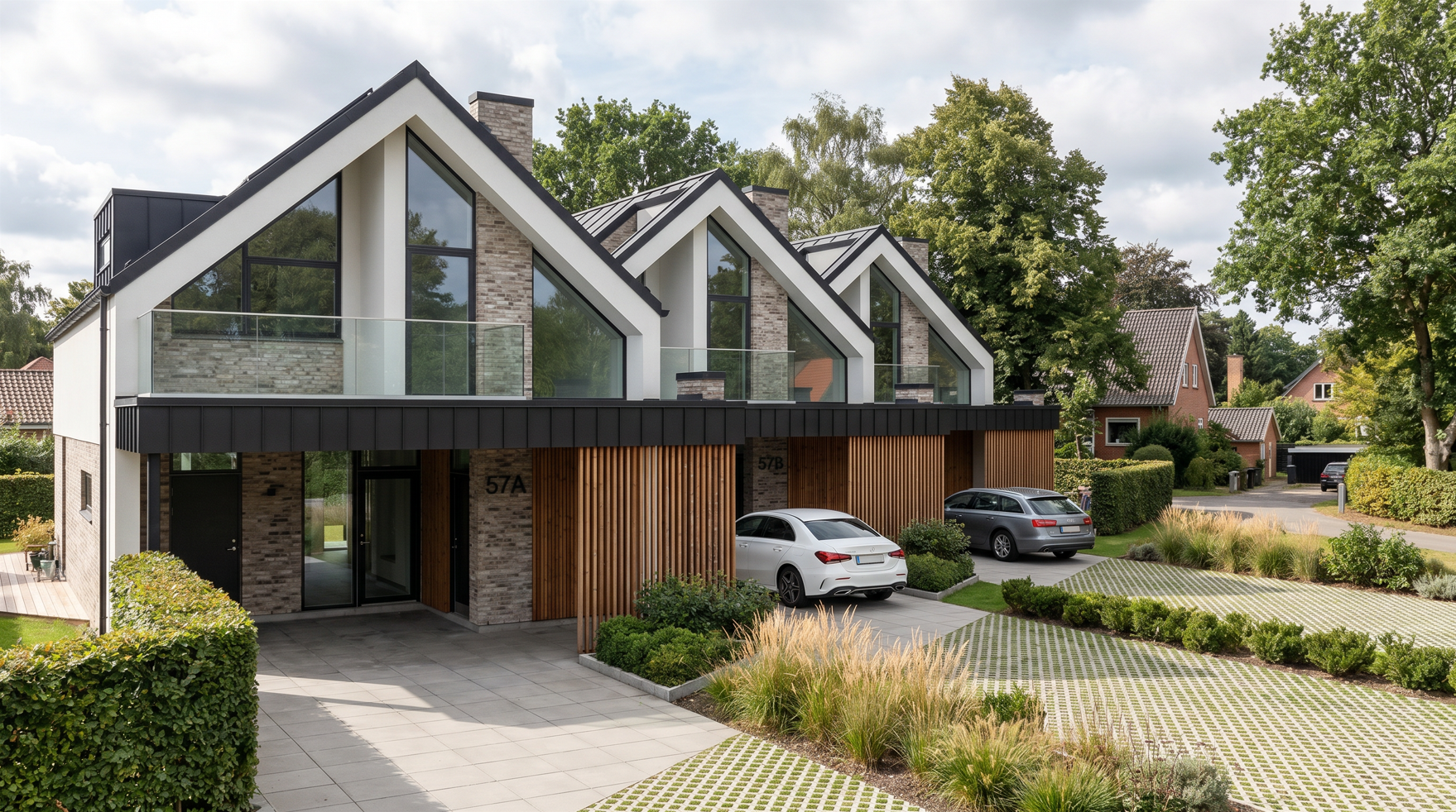 Billede af arkitekt tegnede funkis boliger, af det danske arkitektfirma m2plus