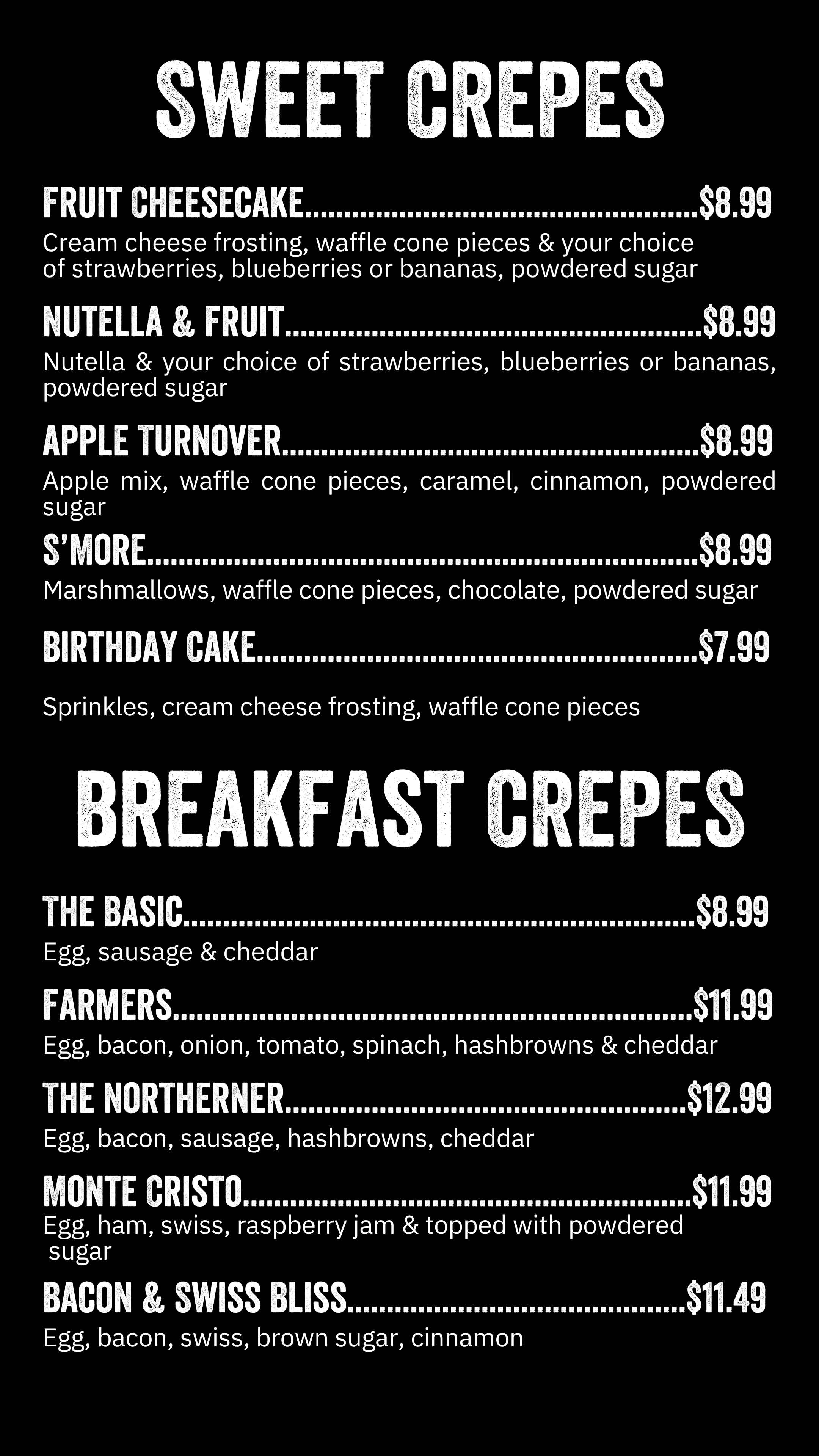 Sweet & Breakfast Crepes
