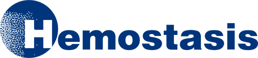 Logo with the word 'Hemostasis' in navy blue text.