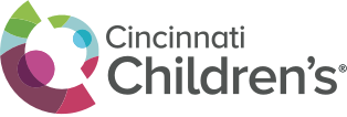 Cincinnati Children's logo featuring a colorful abstract circular design to the left of the text.