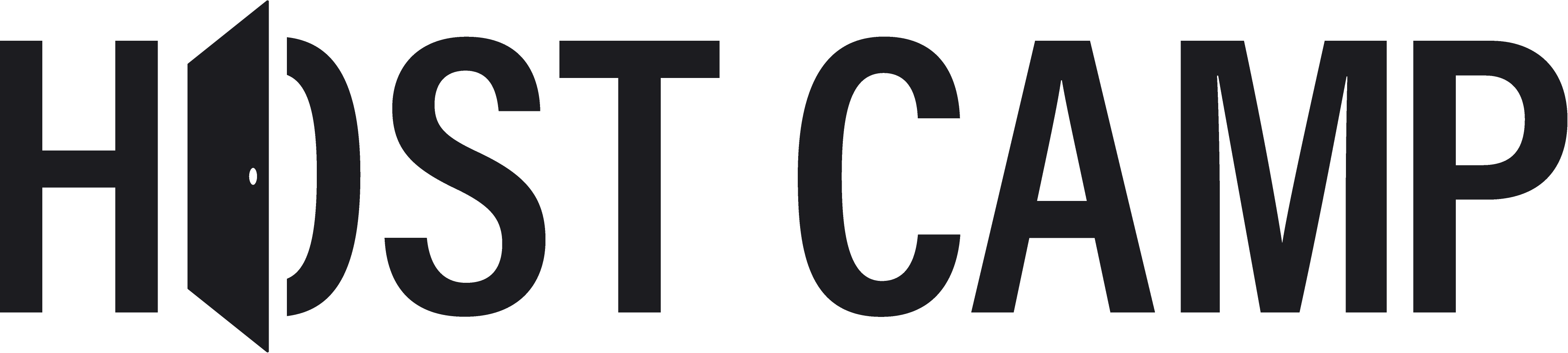 Host Camp text logo in bold black letters with graphic element