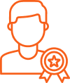 Person with award badge icon indicating achievement or recognition